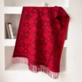 Écharpe jacquard motif léopard cœur rouge avec franges, châle chaud élégant pour femme automne. - 65x200cm / Rouge
