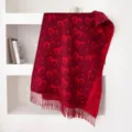 Rode abstracte harten patroon gebreide kwastjes sjaal, dikke warme wintersjaal dames. - Rood