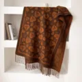 Automne hiver double jacquard leopard coeur echarpe retro frange chale femme chaud - 65x200cm / Café Foncé