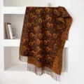 Bruine dubbelzijdige abstracte hart kwast sjaal herfst winter warme dikke retro omslagdoek - Donker Koffie