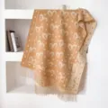 Gezellige Melard sjaal met abstracte harten en franjes, retro dikke warme herfst winter omslagdoek. - Licht Khaki