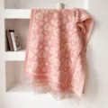 Écharpe en tricot jacquard motif léopard et cœur rose avec franges, châle chaud d'hiver. - 65x200cm / Rose