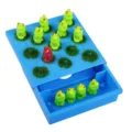 Children logical thinking frog puzzle board game toy, blue plastic peg solitaire game set. - Frog Checkers