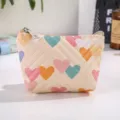 Cute leather coin purse with colorful heart pattern and zipper closure for daily use. - Yellow
