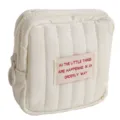 Mini quilted cosmetic bag, portable storage pouch for makeup, lipstick and travel essentials. - Beige