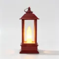 Linterna de vela LED vintage, luz roja decorativa para fiestas navideñas y ambiente. - Rojo Vintage