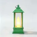 Linterna de vela LED con purpurina verde estilo vintage para decoración de fiesta de navidad - Verde Vintage