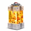 Kerstcadeau doos lantaarn met verlicht kerstman ontwerp, perfecte vakantie feestelijke decoratie. - Kerstman met Rugzak / Wit