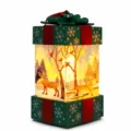 Christmas gift box LED light decorative lamp glowing deer forest scene holiday decor - Deer / Green