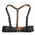 Punk donna imbracatura cintura in pelle PU nera cinturino corpo regolabile tabella taglie. - 84cm / Nero