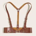 Donna punk marrone pelle imbracatura cintura regolabile corpo vita cinturino moda principale - 84cm / Cammello