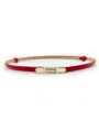 Red thin leather belt with gold metal clasp variant style, elegant women accessory for dresses. - 1.0cm / Gold Buckle Red (Mirror)