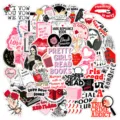 50 pcs autocollants esthétiques lecture romance sombre étanches vinyle pour gourde ordinateur - Rose et Noir