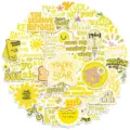50pcs mignons autocollants esthétiques jaunes de dessin animé imperméables pour ordinateur - 50 Pièces/Paquet / Jaune