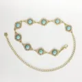 Bohemian turquoise metal waist chain for women vintage dress decorative belt ethnic style - Hollow Out / Gold