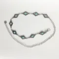 Cadena de cintura de metal turquesa bohemia mujer vintage tallado rombo accesorio de vestido - Patrón de diamante / Plateado