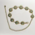 Cadena de cintura de metal tallado turquesa bohemio vestido retro cinturón decorativo - Redondo / Dorado
