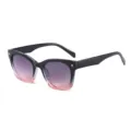 Square sunglasses for women, stylish gradient UV protection fashion shades for beach vacation. - Black Pink Frame Gradient Purple Lenses