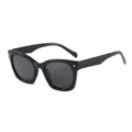 Stylish black square women sunglasses with UV protection, classic frame and gold metal decor. - Black Frame Grey Lens