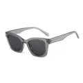 Transparent grey square sunglasses for women, anti-uv stylish fashion eyewear for beach vacation. - Grey Frame Grey Lens