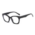 Stylish black thick frame optical glasses cat eye fashion eyewear with gold metal accent - Black Frame Clear Lenses