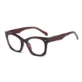 Stylish women's thick frame square glasses fashion anti blue light clear optical eyewear - Tea Frame Clear Lenses