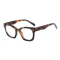 Tortoise shell fashion square eyeglasses variant, elegant cat-eye frame, clear lenses. - Tortoise Frame Clear Lenses