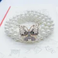 Pearl Waist Belt with Rhinestone Butterfly Buckle Multi-Layer Elastic Waist Chain Variant - Big Butterfly - Gold