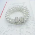 Women pearl waist belt elastic rhinestone bow dress accessory dress belt elegant jewelry chain - A-Bowknot - Silver
