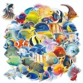 50 Pcs Océan Poisson PET Autocollants Étanches Set pour Ordinateur Portable DIY - 50 Pièces/Paquet