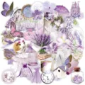 50pcs autocollants esthétiques violet transparents imperméables pour valise et téléphone - 50 Pièces/Paquet