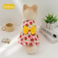 Kleine hond bloemige prinsessenjurk met gele strik, schattige puppykleding en kattenrok variant. - S / Geel