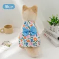 Kleine Hund blumen Prinzessin Kleid blaue Farbe süße Haustier Kleidung mit Schleife - Blau