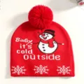 Cappello natalizio in maglia rossa con simpatico pupazzo di neve e pon pon invernale - Taglia unica / Rosso Tre Fiocchi Di Neve