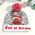 Weihnachtliche Strickmütze mit Bommel Winter warme Hirsch Muster festliche Mode Beanie - Einheitsgröße / Grauer Buchstabe Elch