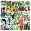 50pcs stickers artistiques animaux jungle plantes pour ordinateur bouteille valise - 50 Pièces/Paquet