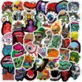 Vue détaillée de stickers graffiti crânes d'horreur et zombies, autocollants vinyle imperméables. - Collection Crâne d'Horreur