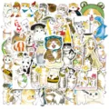 50pcs cute cartoon cat stickers waterproof vinyl decal for luggage laptop water bottle phone case - Hand-Drawn Ink Cat