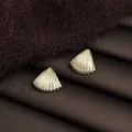 Gold shell stud earrings chic geometry minimalist jewelry elegant daily wear accessory 1pr - Shell Texture Style (8270)