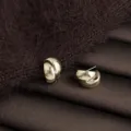 Chic coffee gold geometric water drop earrings, elegant minimalist metallic smooth style. - Smooth Geometric Style (8273)