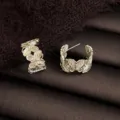 Vintage butterfly hoop earrings in gold tone, elegant designer style fashion jewelry for women. - C-Shaped Butterfly Style (8274)