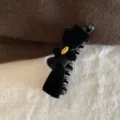 Black velvet bow hair claw clip, elegant vertical banana clip for charming daily hairstyles. - Banana Clip (tb-1084771645658) / Black Velvet