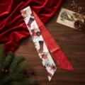 Kerst dubbelzijdig bedrukt twilly lint voor tas handvat en haarstyling accessoires. - Kerstserie 2 (Witte Hert/Rood Patroon) / 140cm