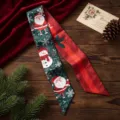 Kerst dubbelzijdig lint feestelijke geschenkverpakking Twilly tasriem haarband - Kerstserie 1 (Groene Print/Rode Strepen) / 140cm