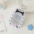Sac de présentation transparent pour poupée, pochette de rangement à pois pour jouets en peluche. - Chat Noir et Blanc