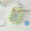 Pochette transparente pour poupée de chien mignon PVC avec porte-clés en forme de cœur. - Chiot Vert