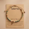 Pulsera de cuentas de piedra natural Tauro con tarjeta, elegante regalo para mujer. - Tauro
