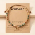 Pulsera de cuentas de piedra natural signo zodiacal Cancer con tarjeta, joya de acero. - Cáncer