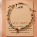 Bracelet de perles en pierre naturelle zodiaque Lion avec charm lettre et carte - Lion