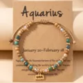 Bracelet perles zodiaque Verseau pierre naturelle charm bijoux carte cadeau style tendance nouveau - Verseau